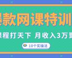 爆款网课特训营,一套课程打天下,网课变现的10个实操法,月收入3万到10万-知乎者也