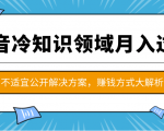 抖音冷知识领域月入过万项目，不适宜公开解决方案 ，抖音赚钱方式大解析！-知乎者也