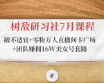 树敌研习社7月课程:破不适宜+零粉万人直播间卡广场+团队赚佣16W美女号套路-知乎者也