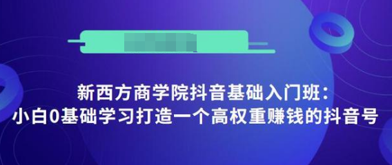 抖音基础入门班:小白0基础学习打造一个高权重赚钱的抖音号-知乎者也
