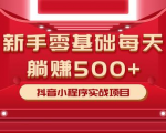 最新小白赚钱项目,零基础每天躺赚500+抖音小程序实战项目-知乎者也