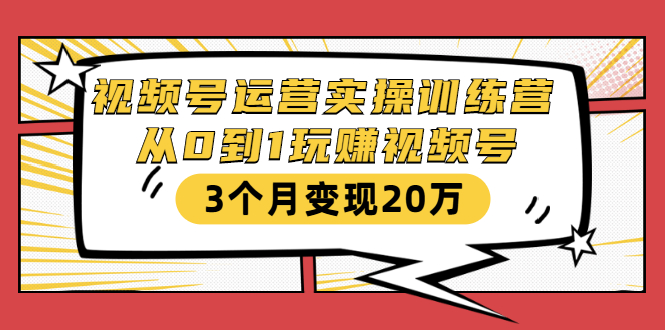 视频号运营实操训练营:从0到1玩赚视频号,3个月变现20万-知乎者也