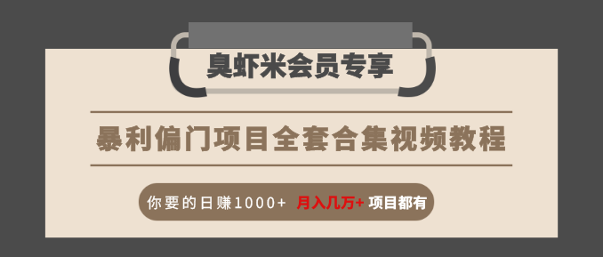 暴利偏门项目全套合集视频教程:你要的日赚1000+月入几万+项目都有-知乎者也