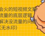 只说话就会火的短视频文案课，从根本上解决没流量的问题-知乎者也