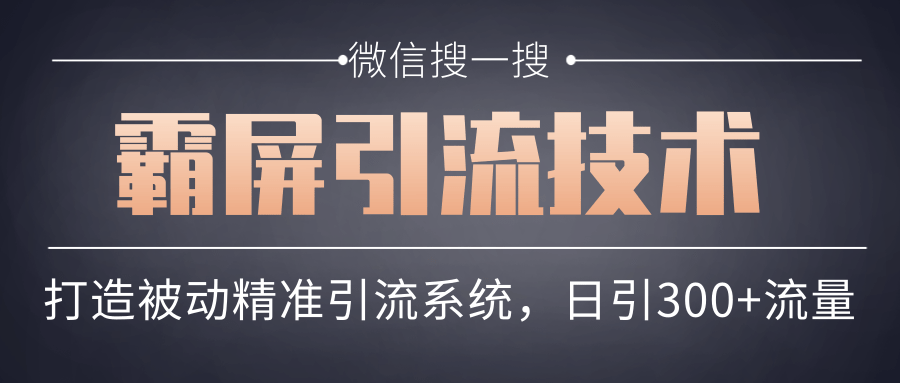 微信搜一搜霸屏引流技术,打造被动精准引流系统,轻松日引300+流量-知乎者也