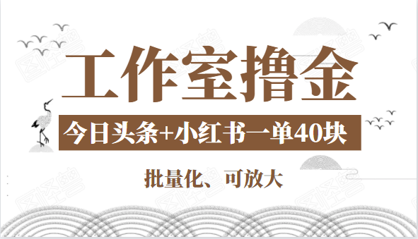工作室撸金二件套:撸今日头条原创收益+小红书一单利润40块项目-知乎者也