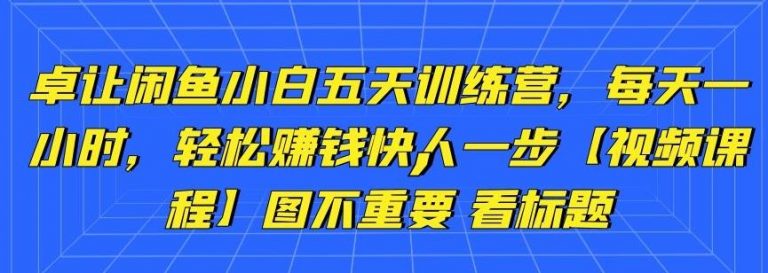 卓让闲鱼小白五天训练营,每天一小时,轻松赚钱快人一步-知乎者也