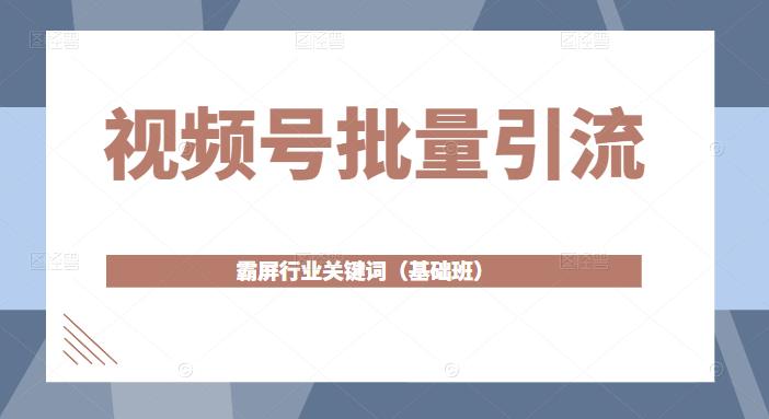 视频号批量引流,霸屏行业关键词(基础班)全面系统讲解视频号玩法-知乎者也