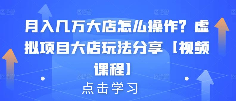 月入几万大店怎么操作?虚拟项目大店玩法分享【视频课程】-知乎者也