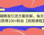 高端精准引流方案拆解，每天轻松获得100+粉丝【视频课程】-知乎者也