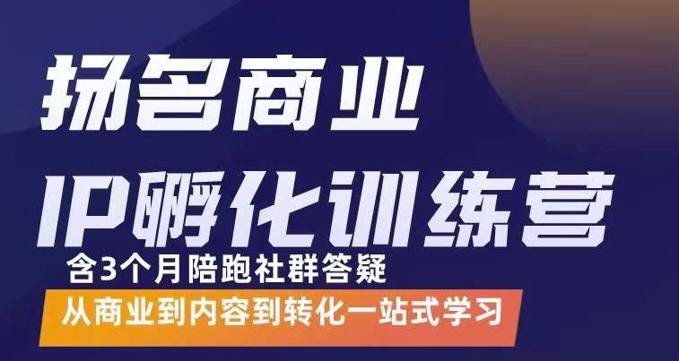 杨名商业IP孵化训练营,从商业到内容到转化一站式学 价值5980元-知乎者也