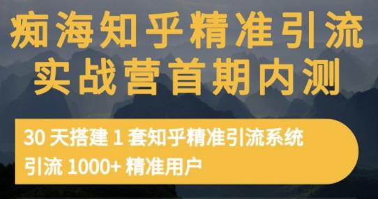 痴海知乎精准引流实战营1-2期,30天搭建1套知乎精准引流系统,引流1000+精准用户-知乎者也