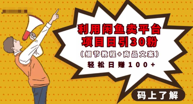 利用闲鱼卖平台项目课程资源日引流30+精准粉丝,轻松日赚100+,积累人脉可实现二次变-知乎者也