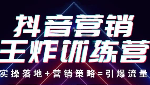 抖音营销王炸训练营,实操落地+营销策略=引爆流量(价值8960元)-知乎者也