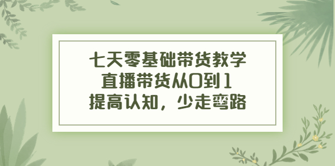 七天零基础带货教学,直播带货从0到1,提高认知,少走弯路-知乎者也