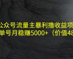 公众号流量主暴利撸收益项目,单人单号月稳赚5000+(价值480元)-知乎者也