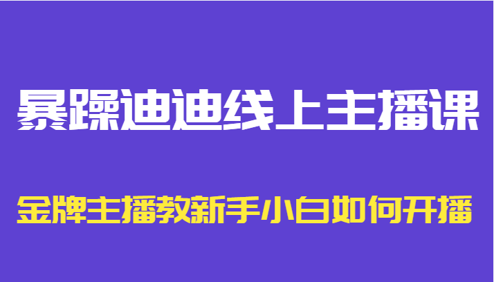 暴躁迪迪线上主播课,金牌主播教新手小白如何开播-知乎者也