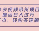多多视频带货项目，搬运日入过万，0成本，轻松实现躺赚（教程+软件）-知乎者也