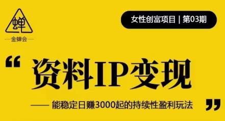 资料IP变现,能稳定日赚3000起的持续性盈利玩法-知乎者也