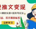 小说推文训练营:引流技巧+爆款实操+矩阵号玩法,百倍效益、百万播放秘笈-知乎者也