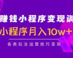 抖音赚钱小程序变现训练营：小程序月入10w+各类玩法运营技巧变现-知乎者也