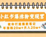 小红书爆涨粉变现营,教你打造爆款笔记,年涨粉20w+月入20w-知乎者也