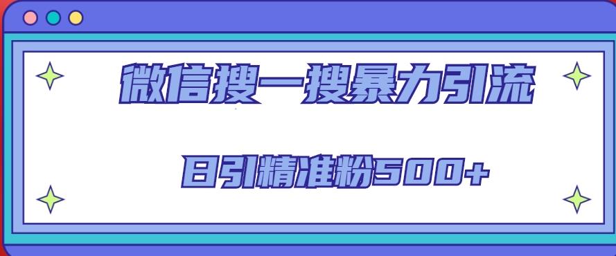 微信搜一搜引流全系列课程,日引精准粉500+(8节课)-知乎者也
