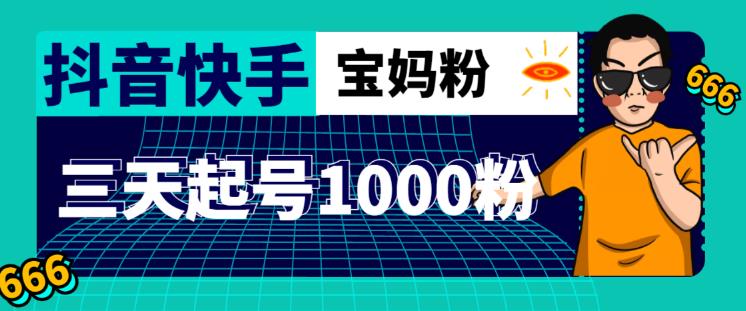抖音快手三天起号涨粉1000宝妈粉丝的核心方法【详细玩法教程】-知乎者也