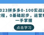 2023拼多多0-100实战运营教程，0基础起步，运营知识一手掌握-知乎者也