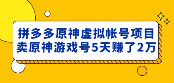 外面卖2980的拼多多原神虚拟帐号项目：卖原神游戏号5天赚了2万-知乎者也