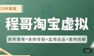程哥·2023淘宝蓝海虚拟电商,虚拟产品实操运营,蓝海选品+案例拆解-知乎者也