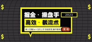 掘金·操盘手（高效·截流术）单人·月撸2万＋当天上手快速变现操作简单-知乎者也