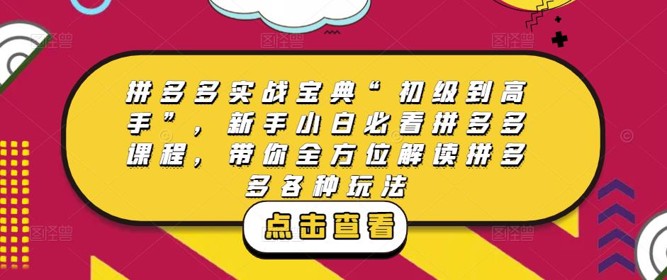 拼多多实战宝典“初级到高手”，新手小白必看拼多多课程，带你全方位解读拼多多各种玩法-知乎者也