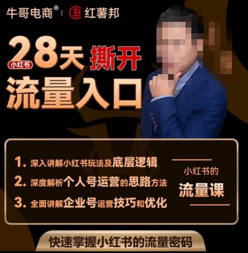 牛哥电商红薯邦28天撕开小红书流量入口,小红书运营系列课,快速掌握小红书的流量密码-知乎者也