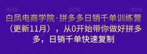 白凤电商学院·拼多多日销千单训练营,从0开始带你做好拼多多,日销千单快速复制(更新知2023年3月)-知乎者也
