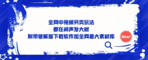 全网中视频另类玩法,都在闷声发大财,附带破解版下载软件加全网最大素材库-知乎者也