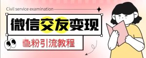 微信交友变现项目,吸引全网LSP男粉精准变现,小白也能轻松上手,日入500+-知乎者也