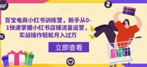 百宝电商小红书训练营,新手从0-1快速掌握小红书店铺流量运营,实战操作轻松月入过万-知乎者也