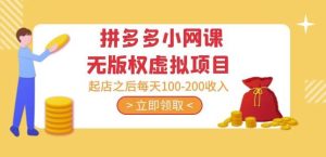 黄岛主·拼多多小网课无版权虚拟项目分享课：起店之后每天100-200收入-知乎者也