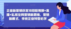 企业新营销获客18招短视频+直播+私域全网营销新思维,营销新模式,传统企业转型必学-知乎者也