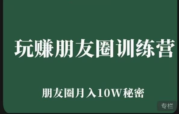玩赚朋友圈系统课,朋友圈月入10W的秘密,7天系统图文课程-知乎者也