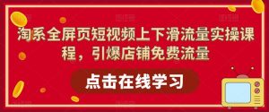 淘系全屏页短视频上下滑流量实操课程,引爆店铺免费流量-知乎者也