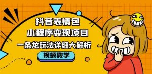 抖音表情包小程序变现项目,一条龙玩法详细大解析,视频版学习!-知乎者也