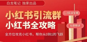 【白龙笔记】价值980元的《小红书运营和引流课》,日引100高质量粉-知乎者也