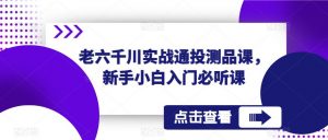 老六千川实战通投测品课，新手小白入门必听课-知乎者也