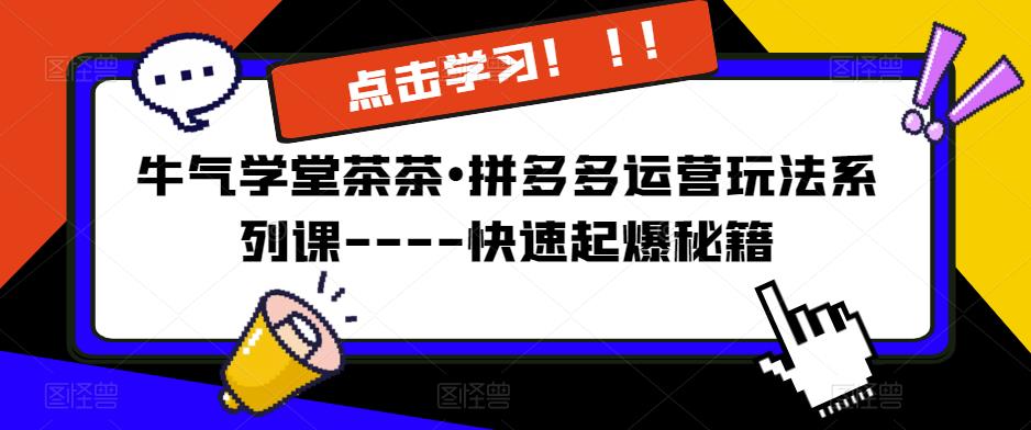 牛气学堂茶茶•拼多多运营玩法系列课—-快速起爆秘籍【更新】-知乎者也