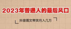 2023年普通人的最后风口，抖音图文带货月入几万，只需一部手机即可操作-知乎者也