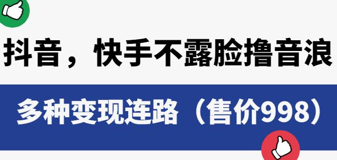 抖音快手不露脸撸音浪项目，多种变现连路（售价998）-知乎者也