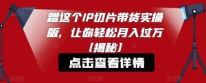 蹭这个IP切片带货实操版,让你轻松月入过万【揭秘】-知乎者也