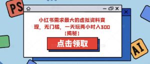 小红书需求最大的虚拟资料变现,无门槛,一天玩两小时入300+【揭秘】-知乎者也